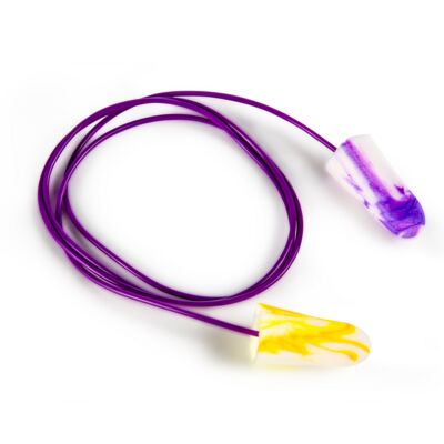 Foam Earplugs, NRR 33, Corded, Disposable Earplugs, SparkPLugs, Compliance, Tapered Shape