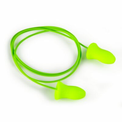 Meteors, Foam Earplugs, Disposable Earplugs, NRR 33, Green, Soft, Contoured Shape, Corded