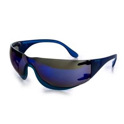 Adapt, Blue Mirror, Anti-Fog Safety Glasses; Blue Temples; Blue Soft Grip Rails
