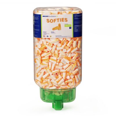 Earplug Dispenser, 750 PAIR, Softies Foam Earplug, NRR 33, Uncorded, Bagged, Compliance, Disposable Earplugs