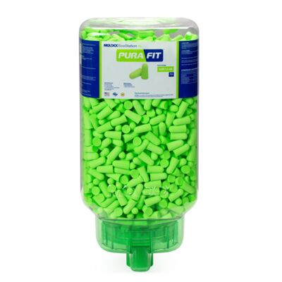 Earplug Dispenser, 750 PAIR, Pura-Fit Foam Earplug, NRR 33,  Uncorded, Bagged, Compliance, Disposable Earplugs