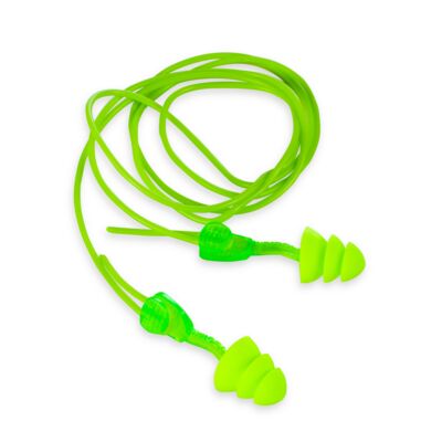 Reusable Earplugs, Corded, Soft Triple Flange, Attachable cord, Adjustable Cord, NRR 27
