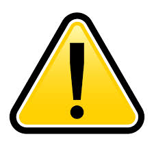 bright-yellow warning triangle with exclamation point inside